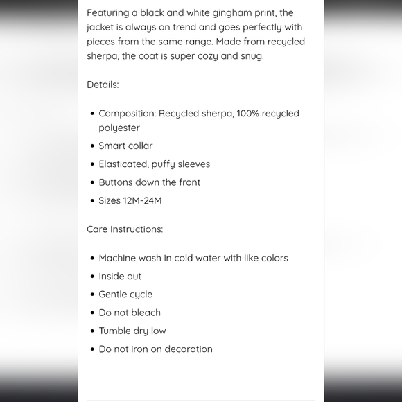 BNWT Miles The Label Fleece Sherpa Plaid Jacket  Black and White Sz 2 Kid Girl - Picture 4 of 7